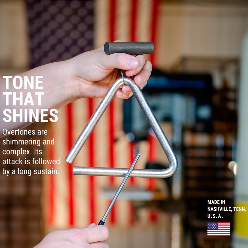 TreeWorks Chimes 6" Triangle Percussion Musical Instrument â€” MADE IN U.S.A. â€” with Beater/Striker and Holder, Professional Studio-Grade - Image 2